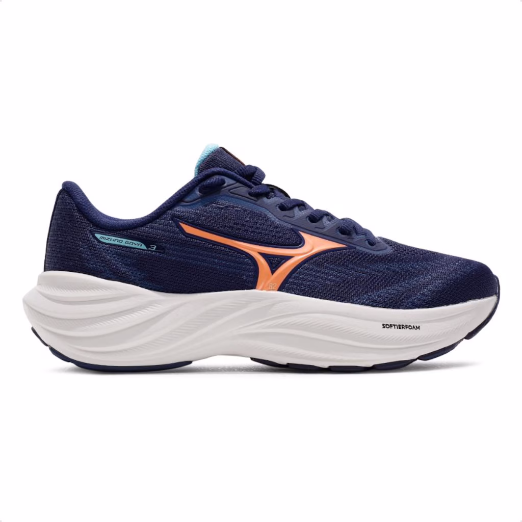 Tênis Mizuno Goya 3 Feminino - Marinho/Papaia - Imagem 6