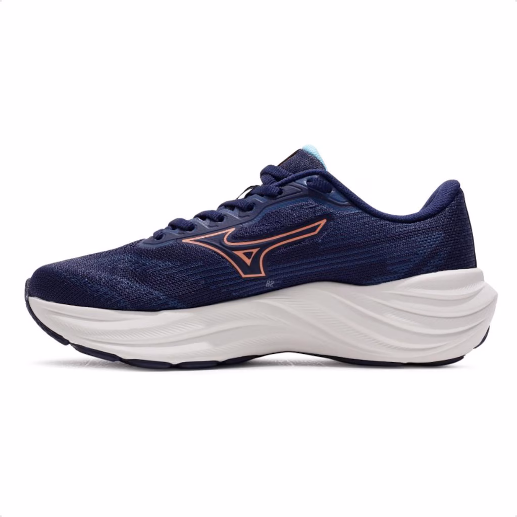 Tênis Mizuno Goya 3 Feminino - Marinho/Papaia - Imagem 4