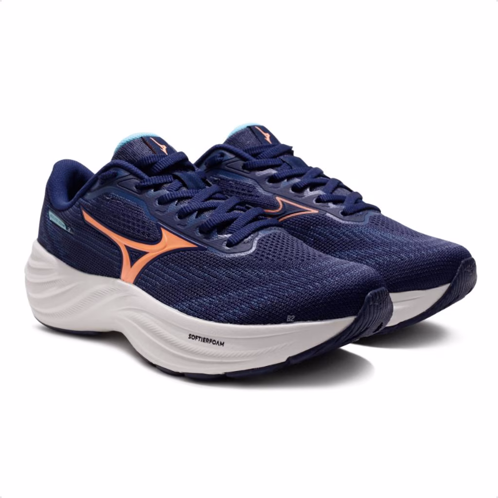 Tênis Mizuno Goya 3 Feminino - Marinho/Papaia - Imagem 2